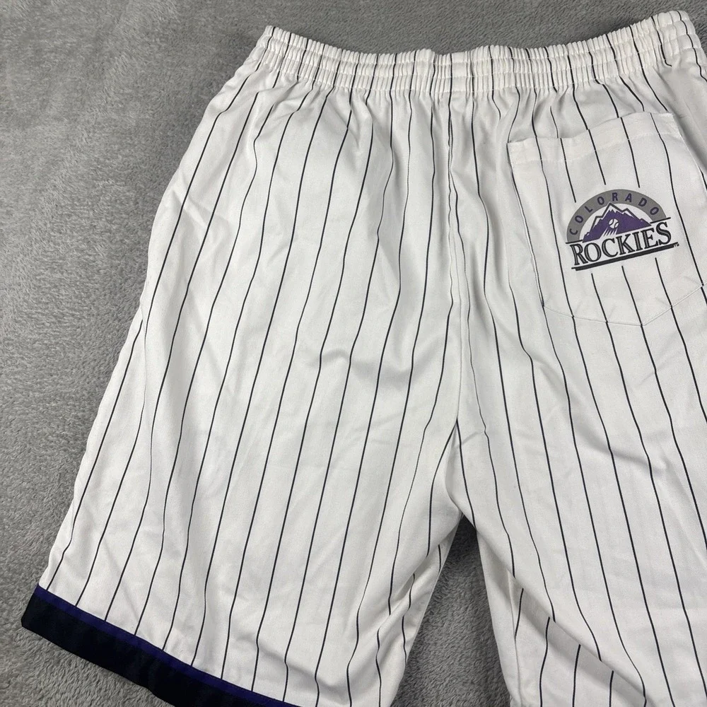 Rare Vintage Starter Colorado Rockies Shorts CR MLB White Pinstripes Size‎ L